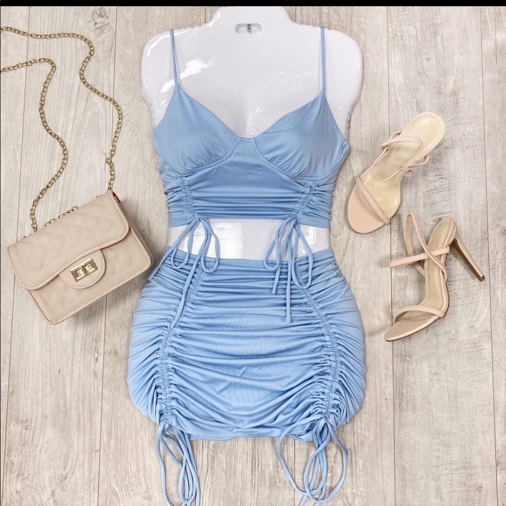 Blue dream matching set skirt & crop bustier top